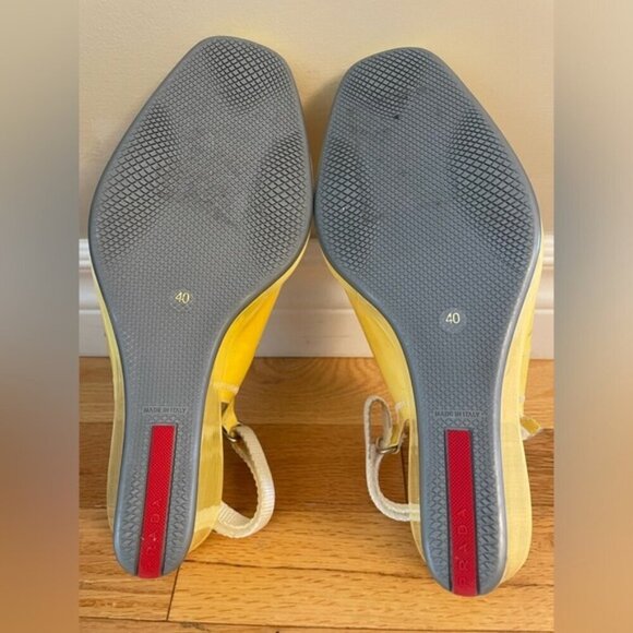Prada Peep Toe Wedge Slingback Heels Size 40 Damaged - Picture 6 of 8